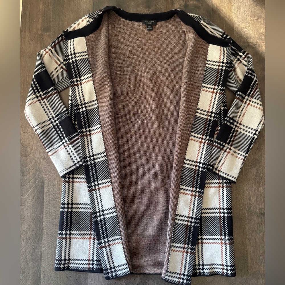 Ann Taylor Petite Sweater Jacket Plaid Cardigan Shacket